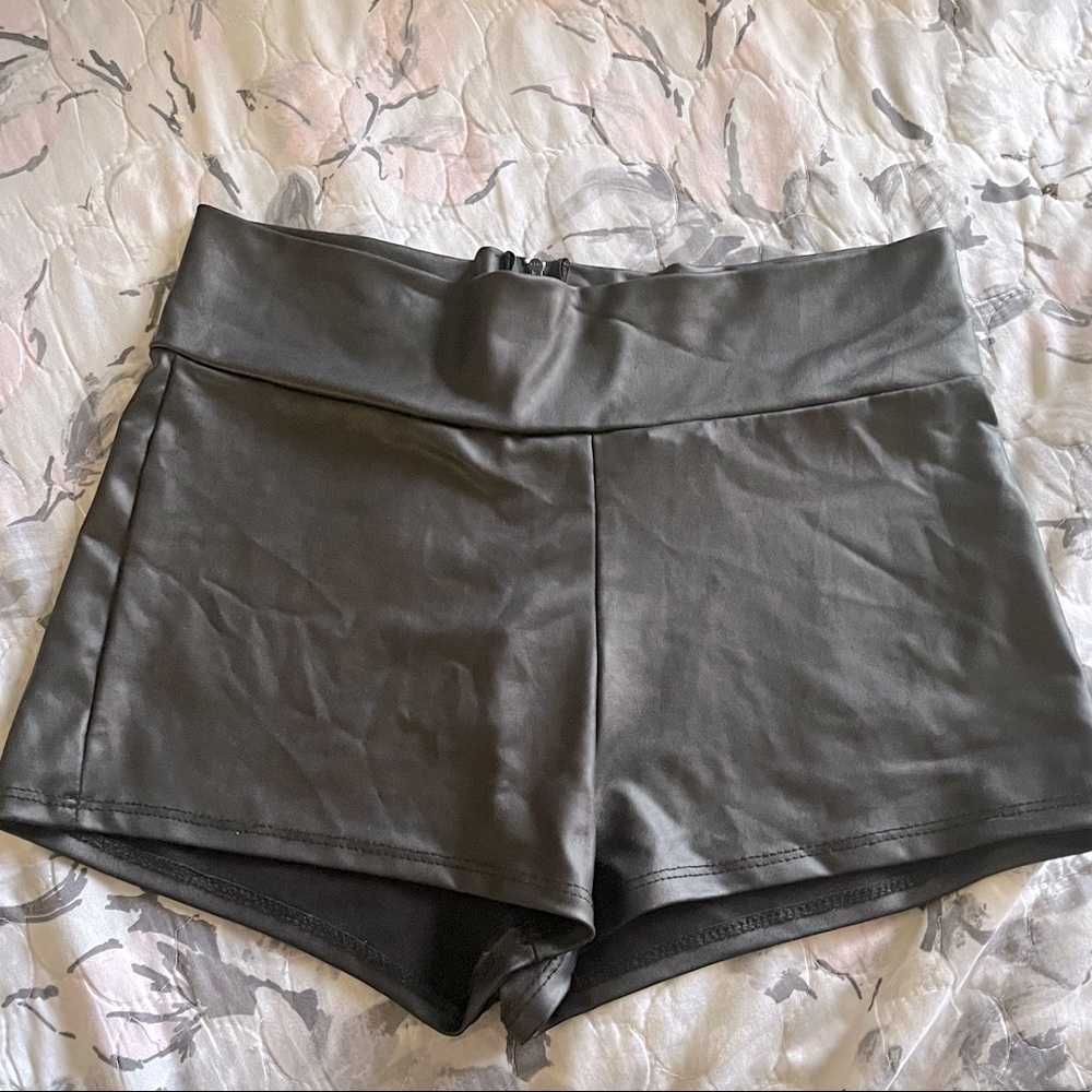Black spandex/pleather looking shorts